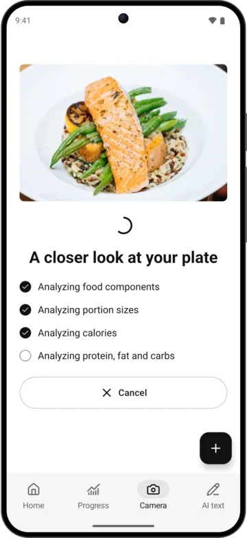 Photo analysis in AI Calorie Count on Android