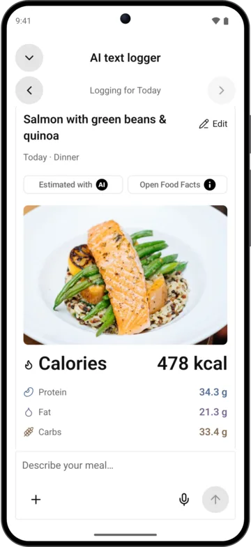 Review the estimate in AI Calorie Count on Android