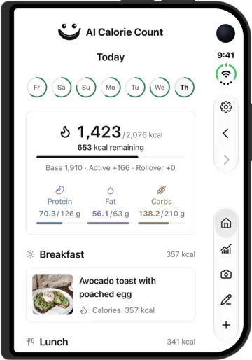 Daily diary in AI Calorie Count on the iPhone Duo