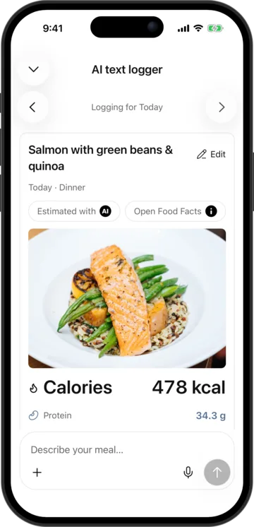 Review the estimate in AI Calorie Count on an iPhone