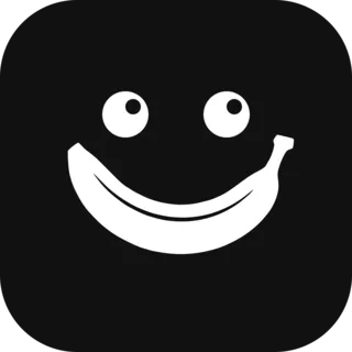 Dark logo: black tile with a white banana smile